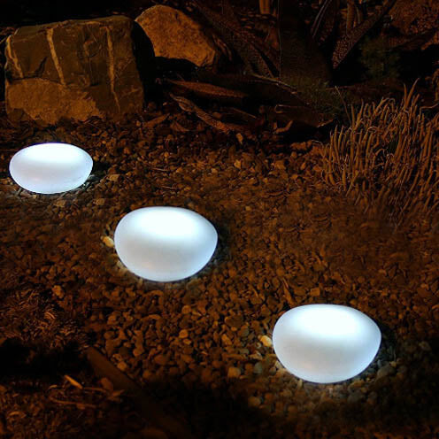 Solar LED Pebble Landscape Lamp Durable ABS with Sandblasted Finish-Orizon Depot