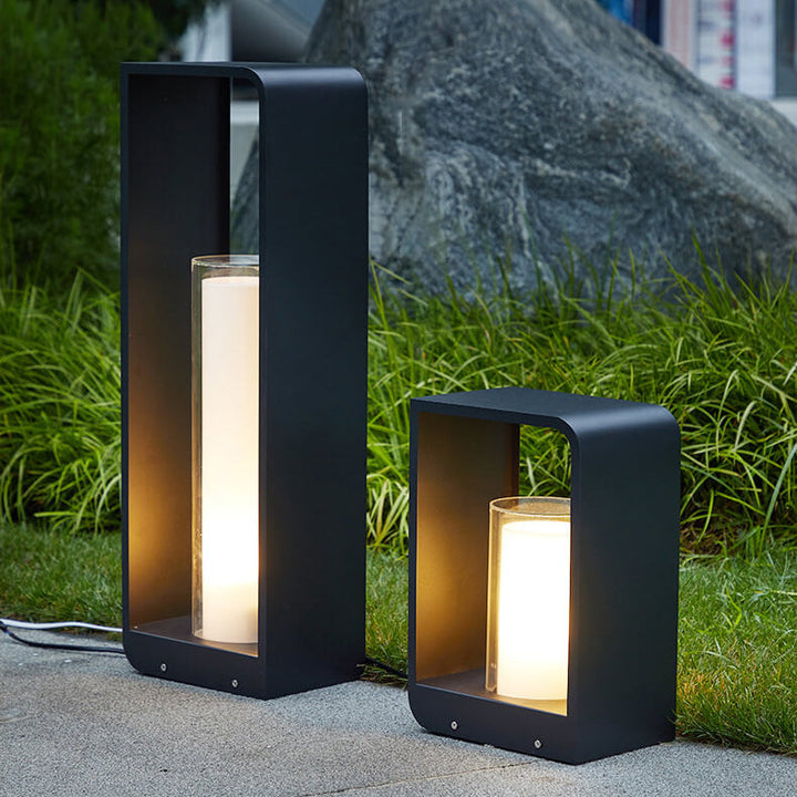 Modern Minimalist Square Frame LED Lawn Light Stainless Steel Acrylic Waterproof Design-Orizon Depot