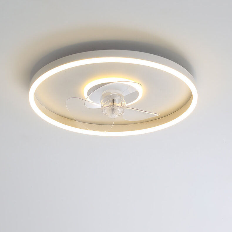 Nordic Simplistic Round Invisible LED Flush Mount Ceiling Fan Light