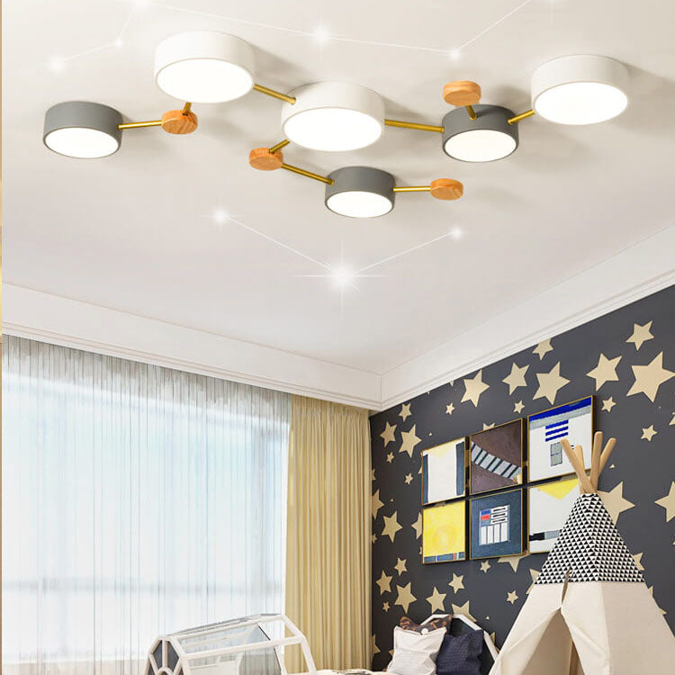 Scandinavian Style Solid Wood Iron LED Multi Flush Mount Ceiling Lamp-Orizon Depot