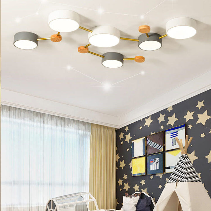 Scandinavian Style Solid Wood Iron LED Multi Flush Mount Ceiling Lamp-Orizon Depot
