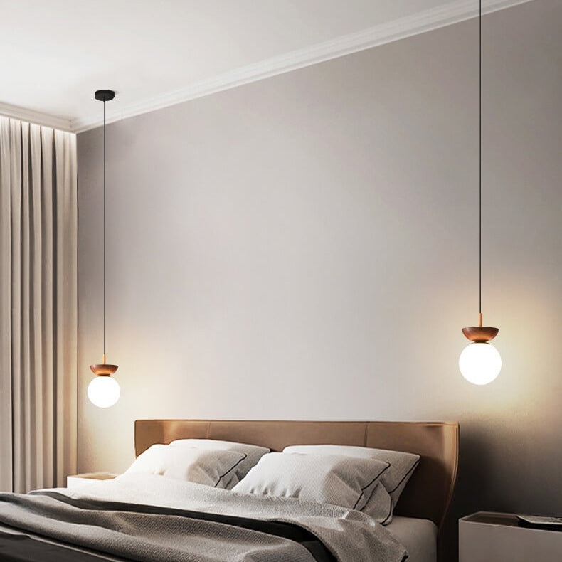 Modern Minimalist Glass Iron Orb 1-Light Semi-Flush Mount Light/Pendant Lamp for Bed Room-Orizon Depot