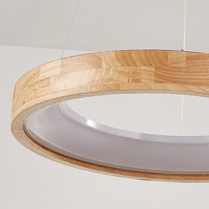 Japanese Minimalist Log Circle LED Island Chandelier for Modern Living-Orizon Depot