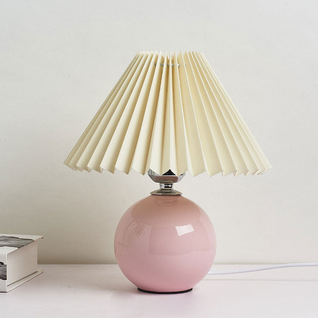 Nordic Minimalist Ceramic Table Lamp Pleated Shade 1-Light-Orizon Depot