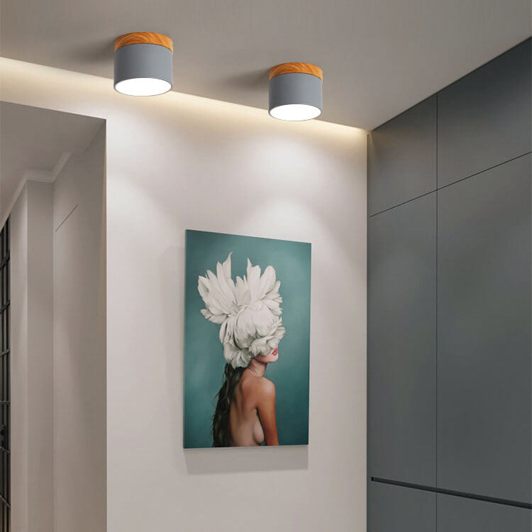 Scandinavian Minimalist Solid Color Log LED Flush Mount Ceiling Lamp-Orizon Depot