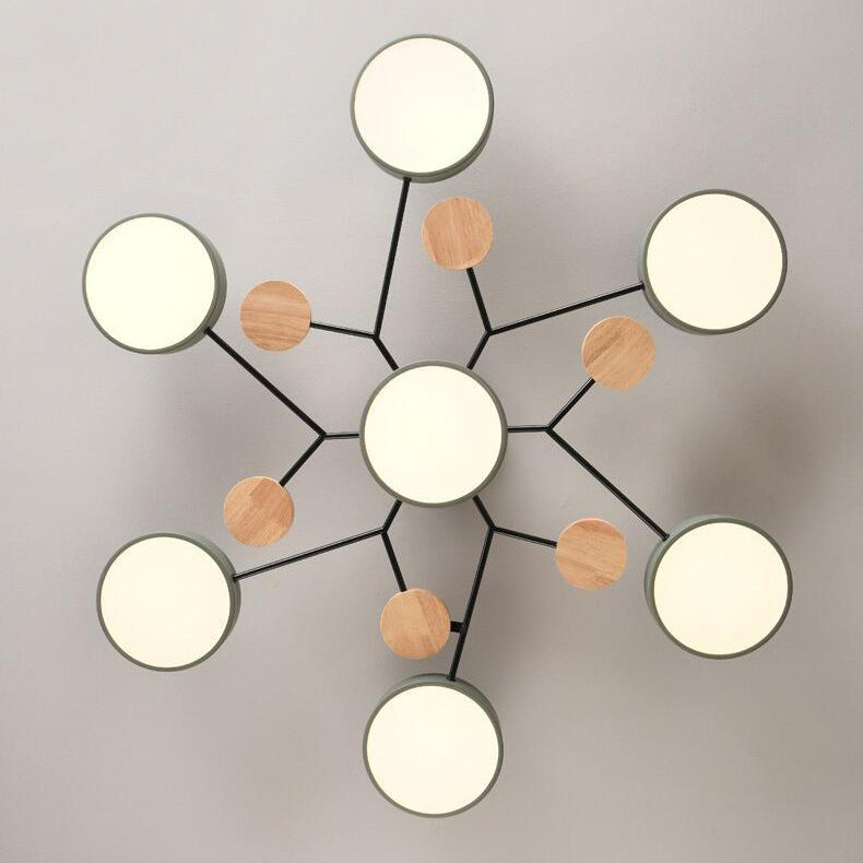 Contemporary Scandinavian Round Molecule Branch Design LED Semi-Flush Mount Ceiling Lamp For Bed Room-Orizon Depot