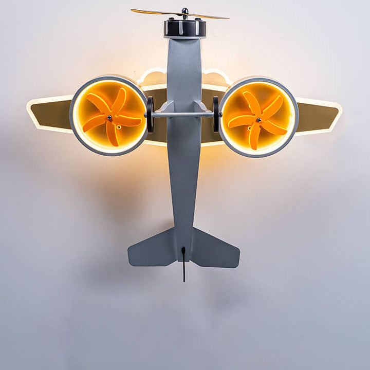 Modern Creative Cartoon Airplane Iron Acrylic LED Kids Semi-Flush Mount Ceiling Lamp-Orizon Depot