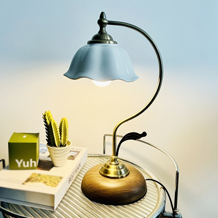 Antique Brass Goose Neck Table Lamp | USB Bedside Light