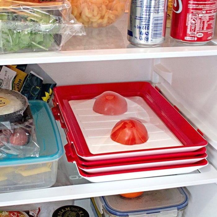 Storage Plate for Prolonged Food Freshness with Stretch Seal Film