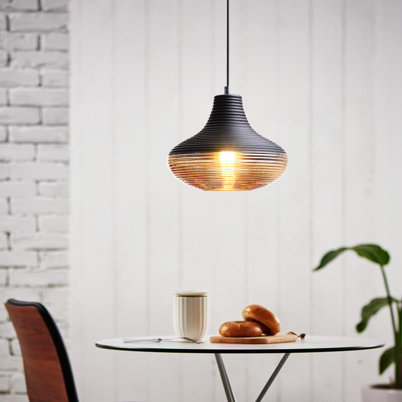 Modern Ribbed Glass 1 -Light Pendant Lamp-Orizon Depot