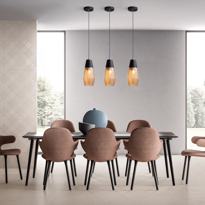 Modern Ribbed Glass 1 -Light Pendant Lamp-Orizon Depot