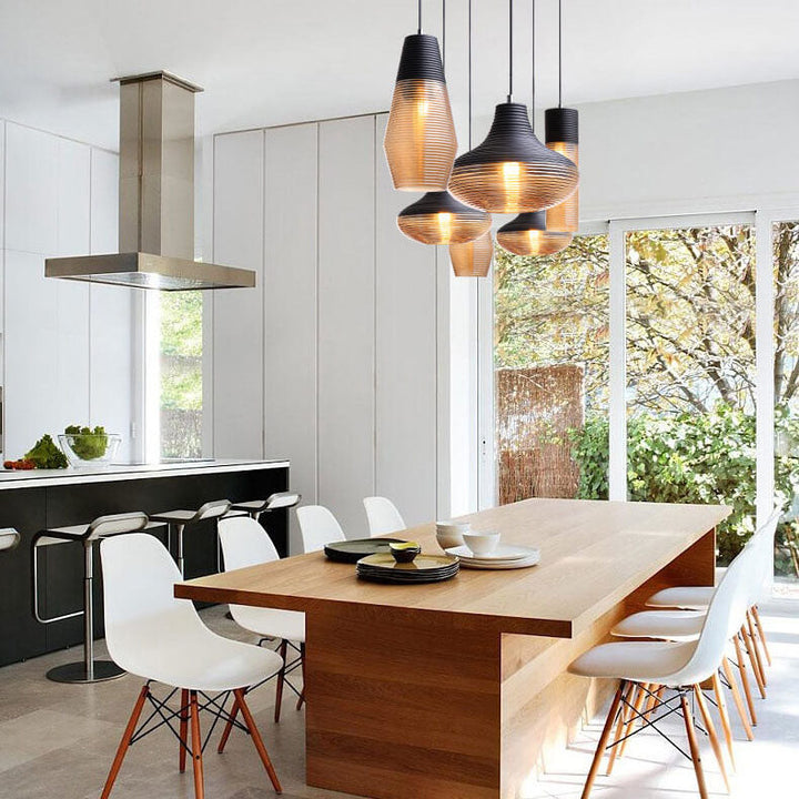 Modern Ribbed Glass 1 -Light Pendant Lamp-Orizon Depot