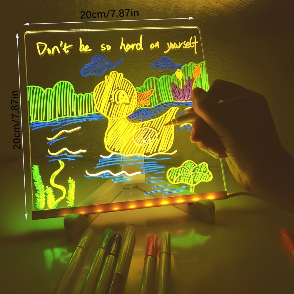 USB LED Noteboard with 12 Colored Pens - Bright Message Board for Home & Office-Orizon Depot