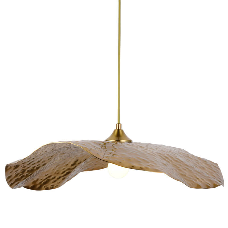 Modern Creative Golden Bronze Color Lotus Leaf Shape 1-Light Hanging Lamp-Orizon Depot