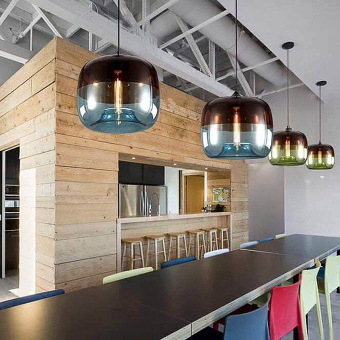 Retro Colorful Glass Style 1-Light Drum Pendant Lamp-Orizon Depot