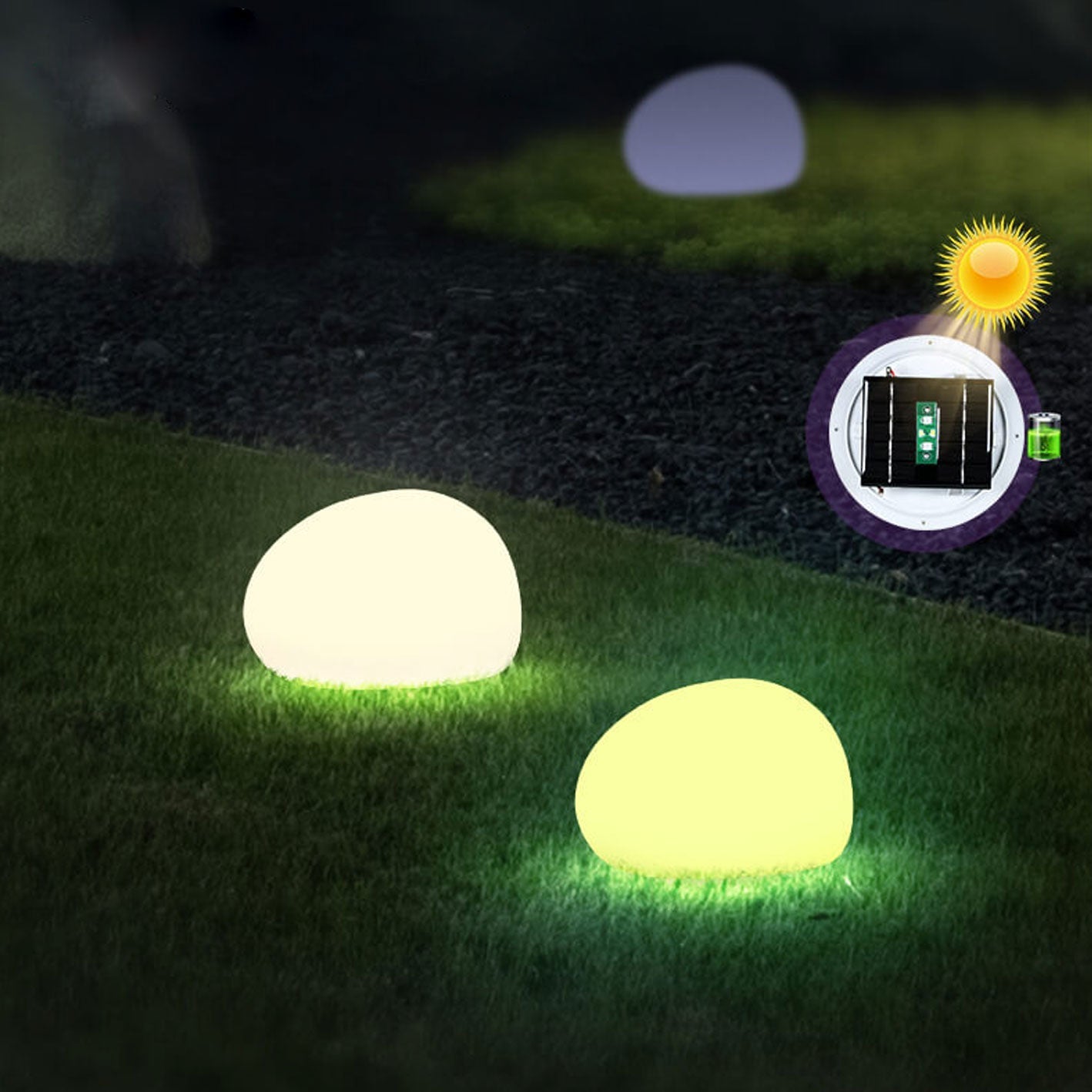 Solar Waterproof PE Spherical LED Lawn Light For Outdoor
