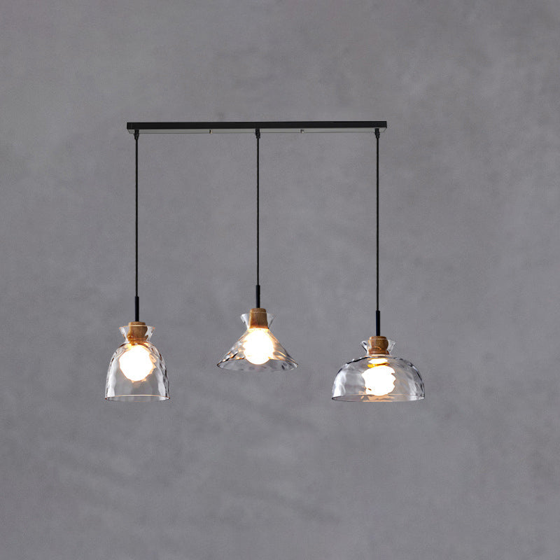 Modern Nordic Clear Rippled Glass Shaded 1-Lamp Pendant Light-Orizon Depot