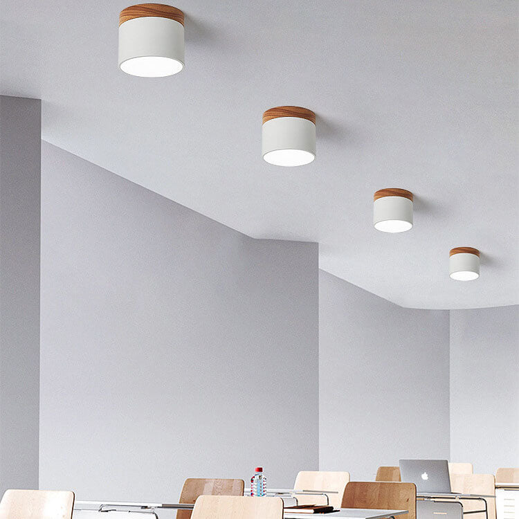 Scandinavian Minimalist Solid Color Log LED Flush Mount Ceiling Lamp-Orizon Depot