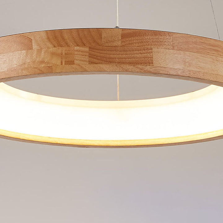 Japanese Minimalist Log Circle LED Island Chandelier for Modern Living-Orizon Depot