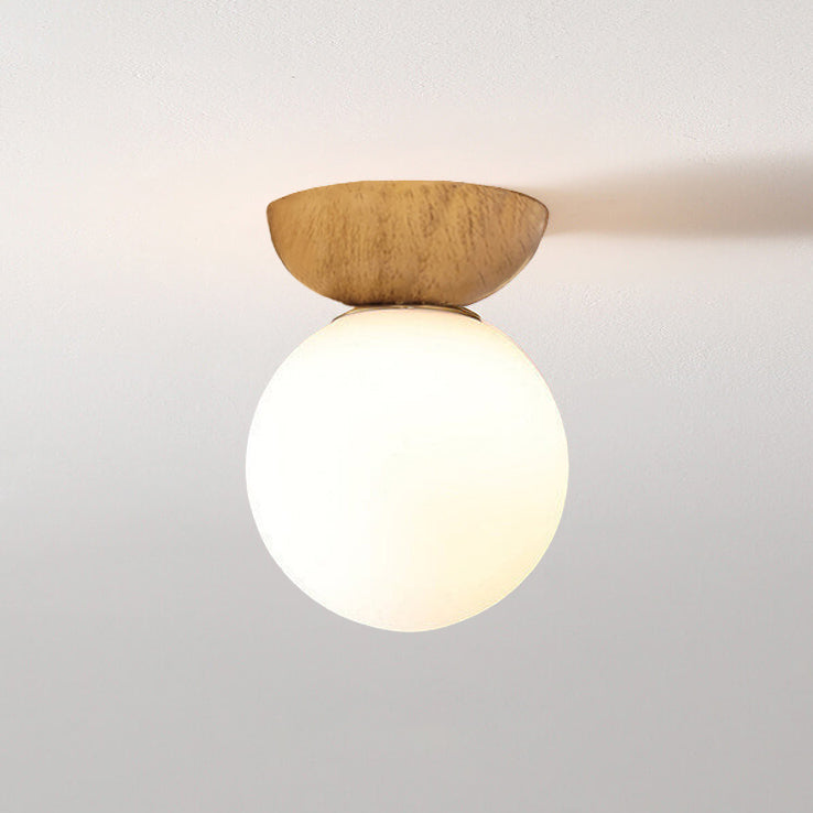 Modern Minimalist Glass Iron Orb 1-Light Semi-Flush Mount Light/Pendant Lamp for Bed Room-Orizon Depot