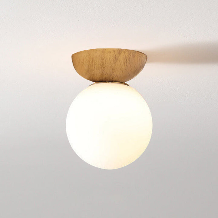 Modern Minimalist Glass Iron Orb 1-Light Semi-Flush Mount Light/Pendant Lamp for Bed Room-Orizon Depot