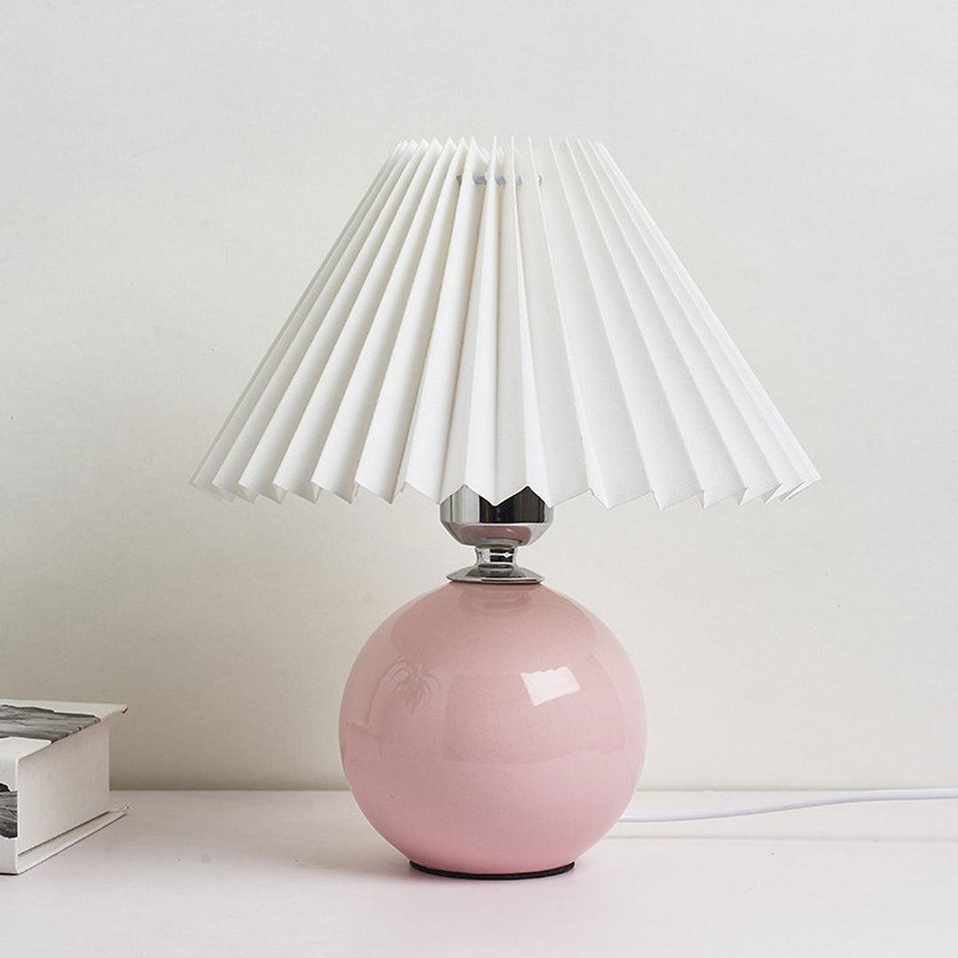 Nordic Minimalist Ceramic Table Lamp Pleated Shade 1-Light-Orizon Depot