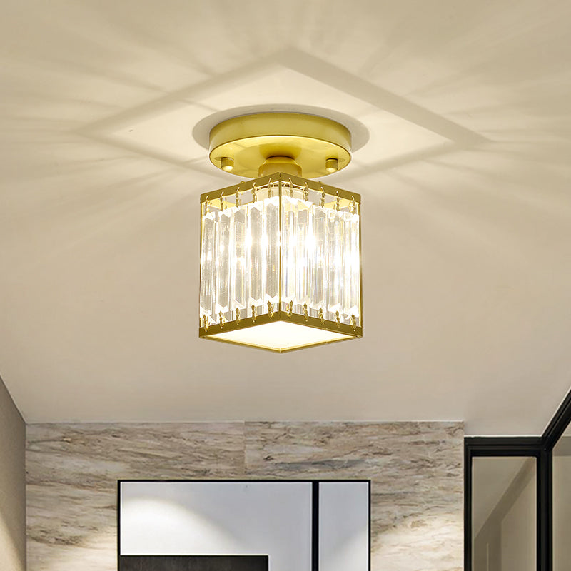 Modern Crystal Foyer Ceiling Light | Stylish Semi-Flush Fixture