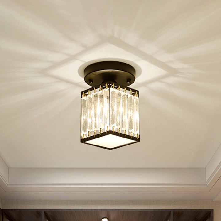 Modern Crystal Foyer Ceiling Light | Stylish Semi-Flush Fixture