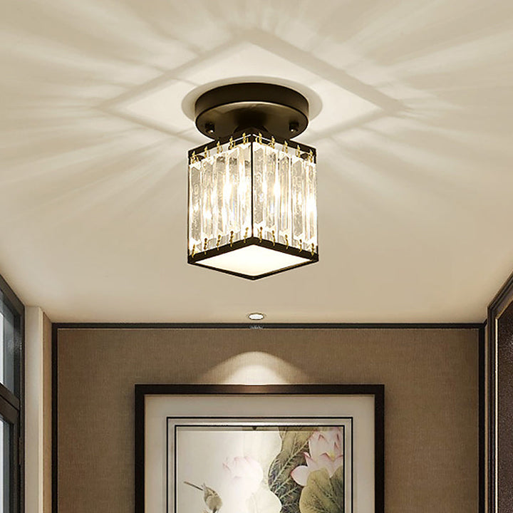 Modern Crystal Foyer Ceiling Light | Stylish Semi-Flush Fixture