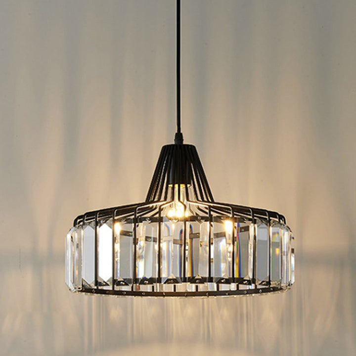 Sleek Black Crystal Pendant Light | Stylish Hanging Fixture