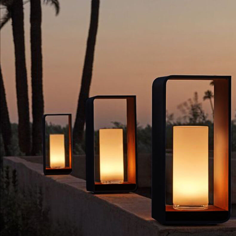 Modern Minimalist Square Frame LED Lawn Light Stainless Steel Acrylic Waterproof Design-Orizon Depot
