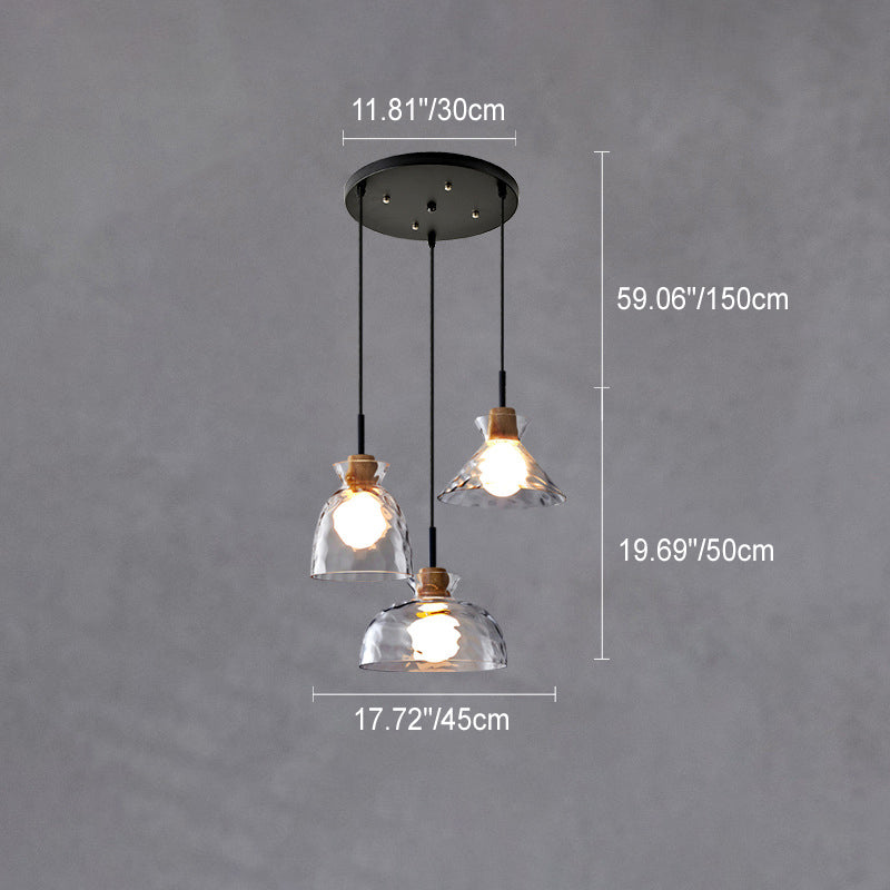 Modern Nordic Clear Rippled Glass Shaded 1-Lamp Pendant Light-Orizon Depot