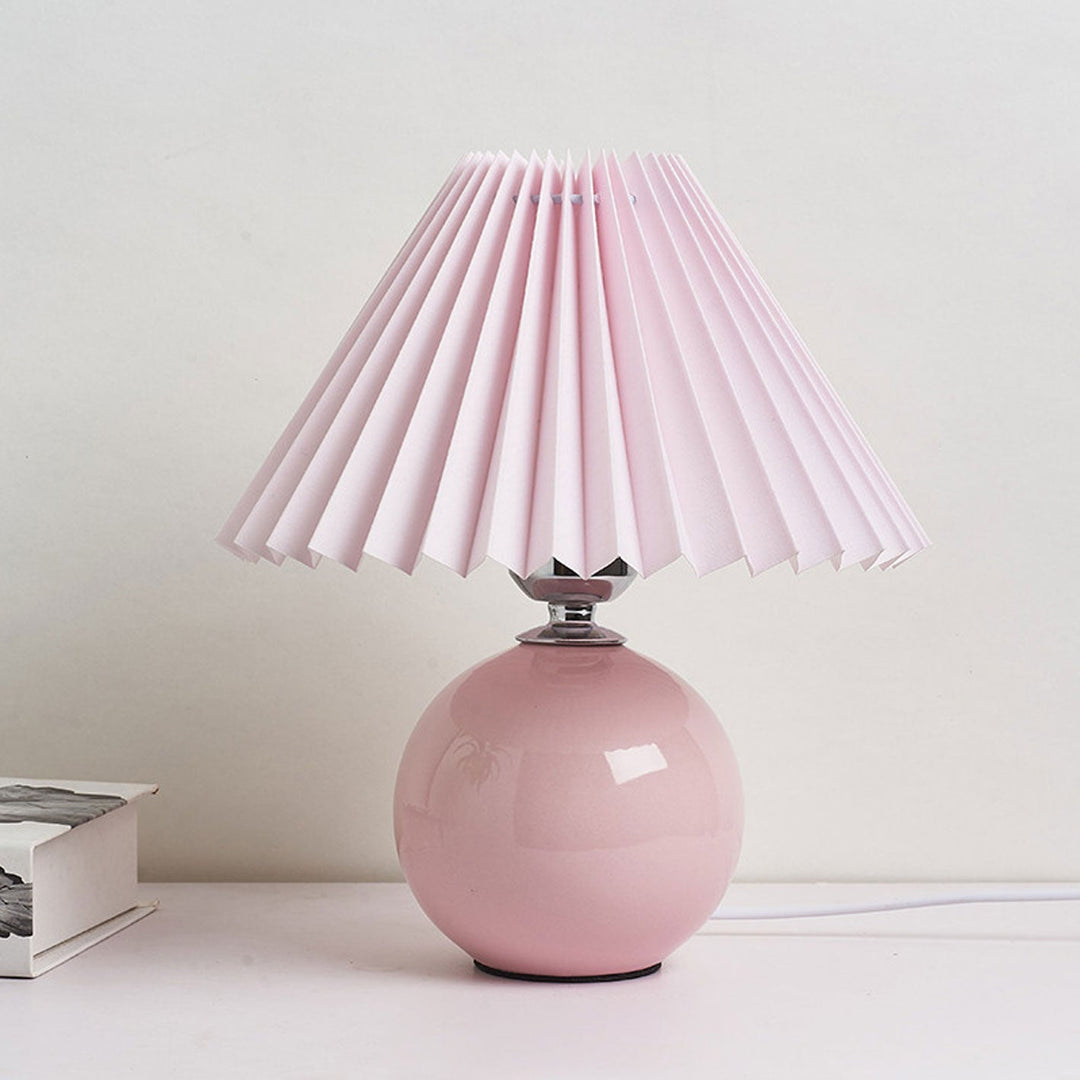 Nordic Minimalist Ceramic Table Lamp Pleated Shade 1-Light-Orizon Depot