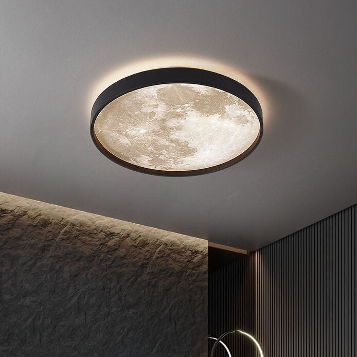 Nordic Minimalist Moon Shape Round LED Ceiling Lamp-Orizon Depot