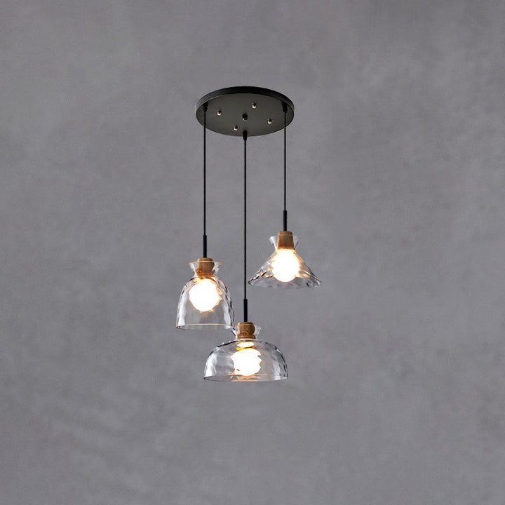 Modern Nordic Clear Rippled Glass Shaded 1-Lamp Pendant Light-Orizon Depot