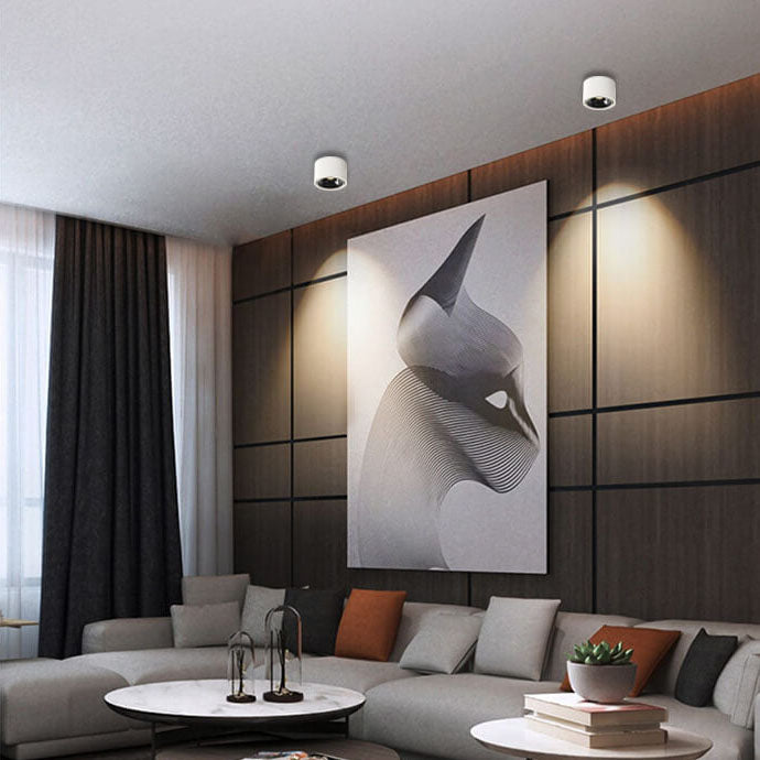 Modern Minimalist Adjustable Round LED Flush Mount Spotlight Ceiling Lamp-Orizon Depot