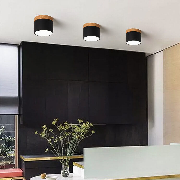 Scandinavian Minimalist Solid Color Log LED Flush Mount Ceiling Lamp-Orizon Depot