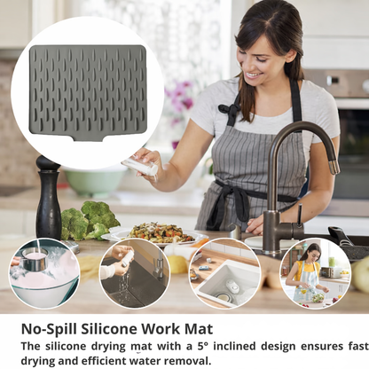 Fast-Drying Kitchen Mat | Sloped Design | Heat Resistant & No Puddles