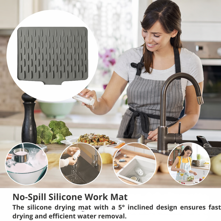 Fast-Drying Kitchen Mat | Sloped Design | Heat Resistant & No Puddles