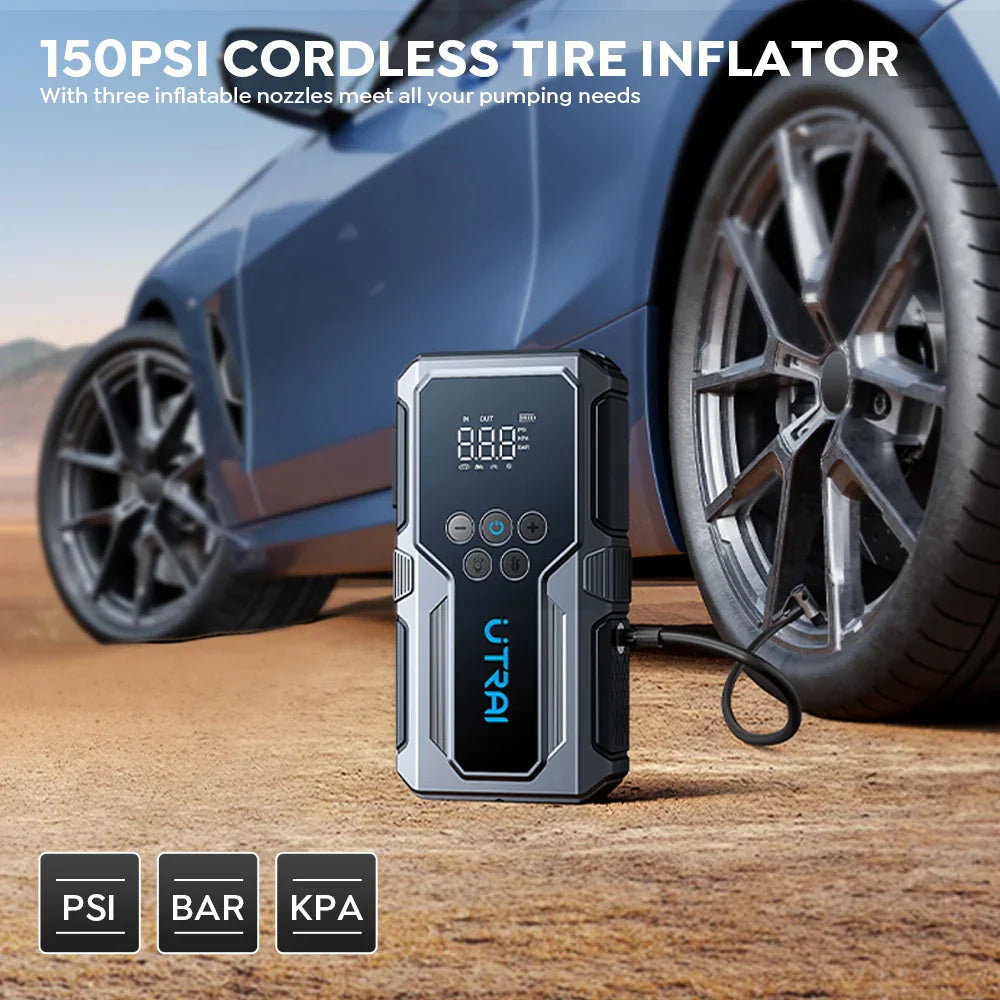 1500A 12V Car Jump Starter with Air Compressor and Inflator-Orizon Depot