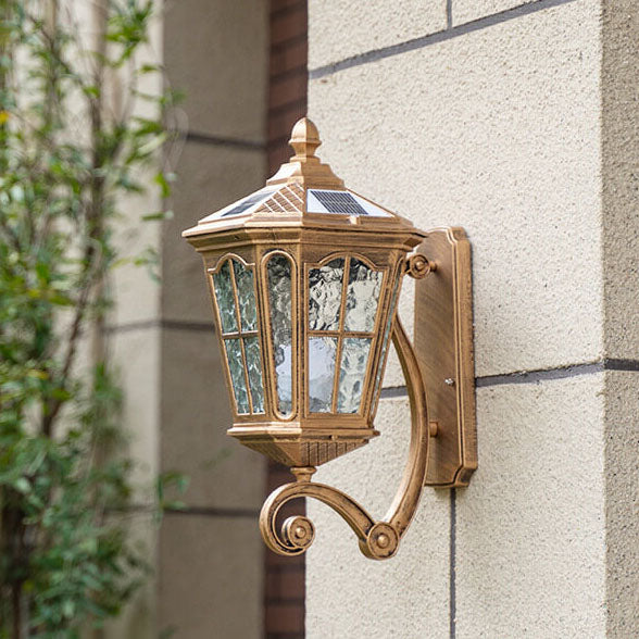 European Solar Outdoor Lantern Aluminum Glass Waterproof 1-Light Wall Sconce Lamp for Elegant Exteriors-Orizon Depot