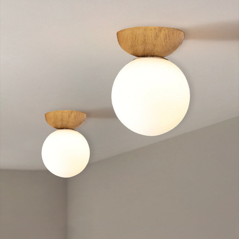 Modern Minimalist Glass Iron Orb 1-Light Semi-Flush Mount Light/Pendant Lamp for Bed Room-Orizon Depot