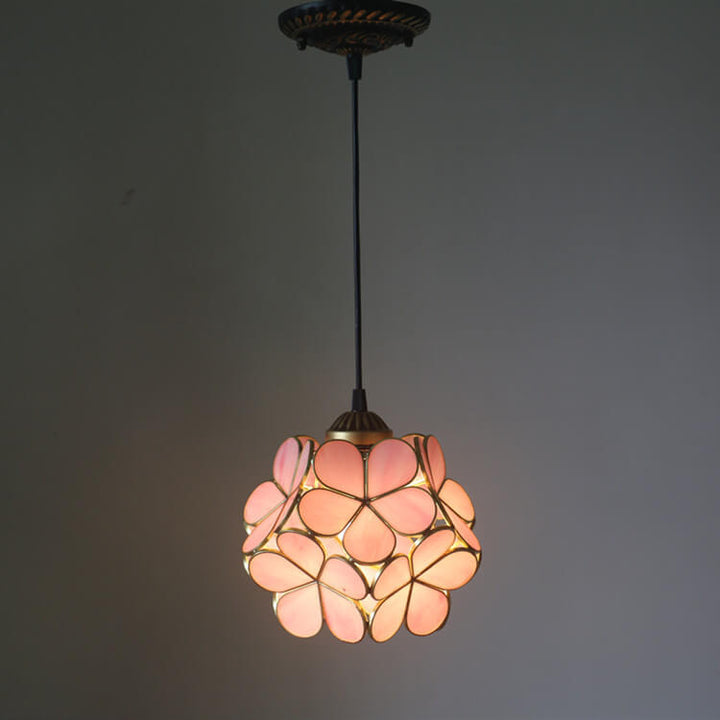 Vintage Stained Glass Flower Pendant Light-Orizon Depot