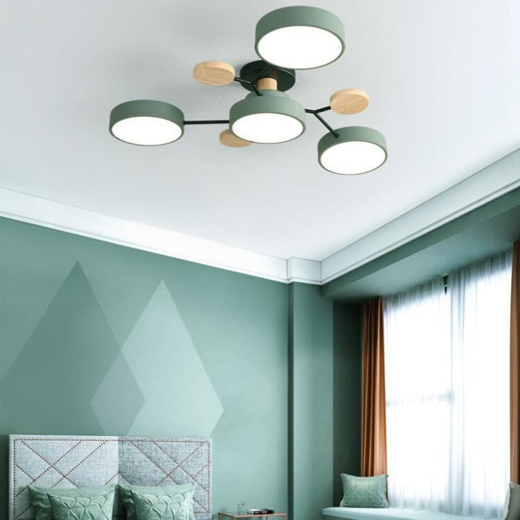 Contemporary Scandinavian Round Molecule Branch Design LED Semi-Flush Mount Ceiling Lamp For Bed Room