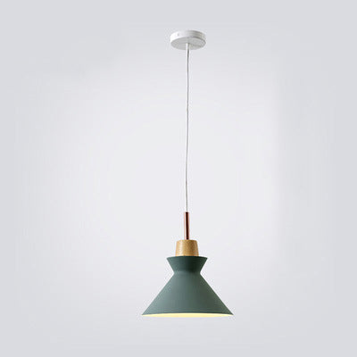 Contemporary Nordic Oak Wood Iron Bell Pendant Light-Orizon Depot