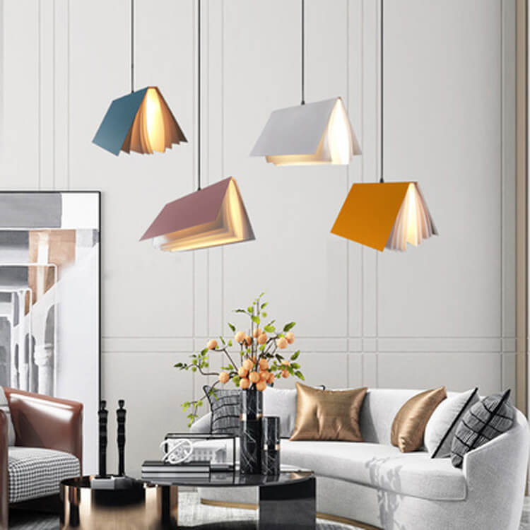 Flying Book 1-Light Metal PVC Book Shade Pendant Lamp
