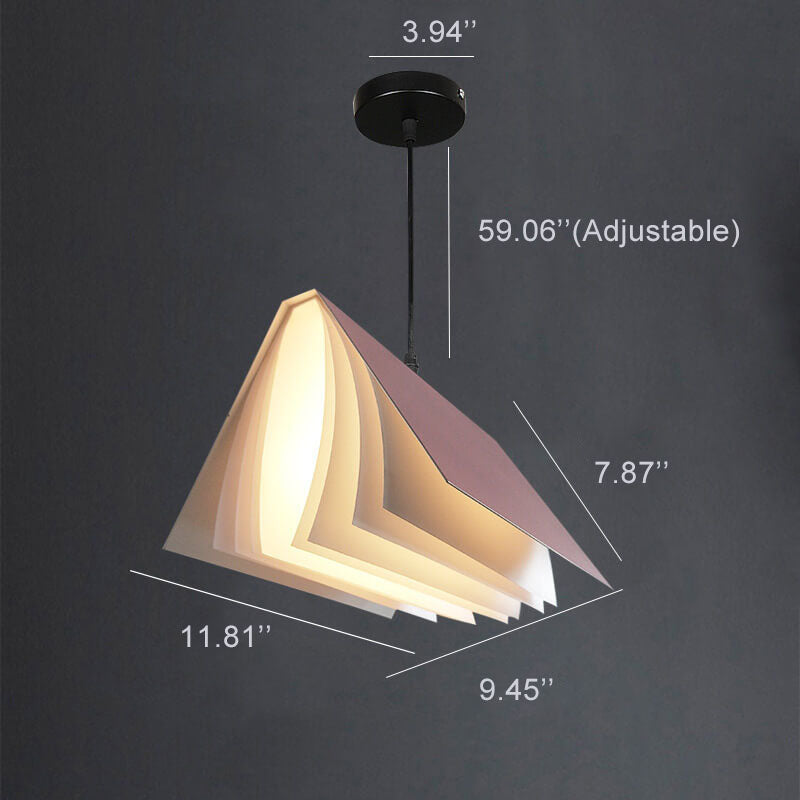 Flying Book 1-Light Metal PVC Book Shade Pendant Lamp