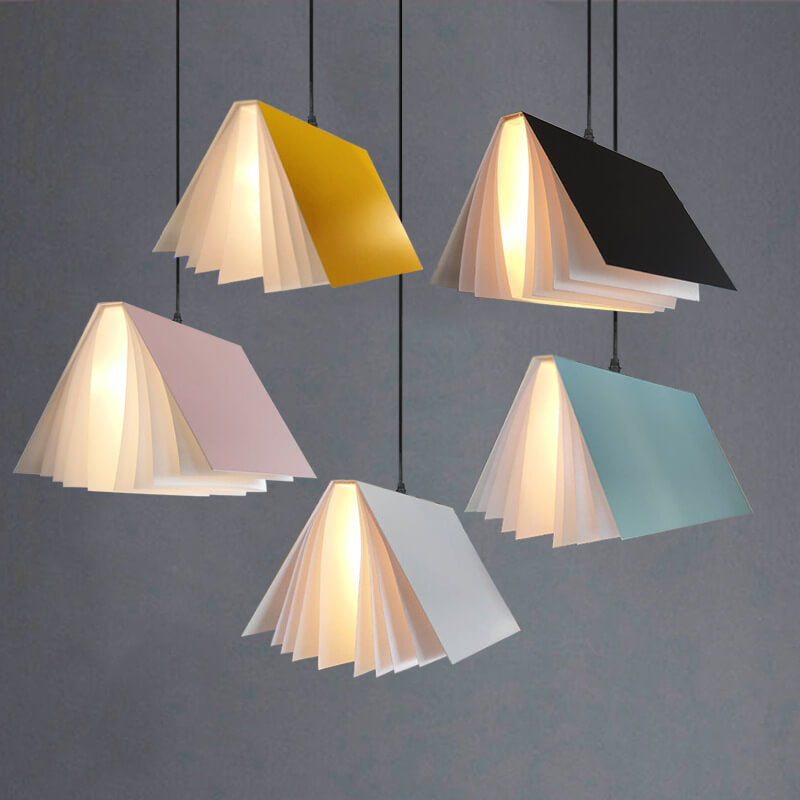 Flying Book 1-Light Metal PVC Book Shade Pendant Lamp