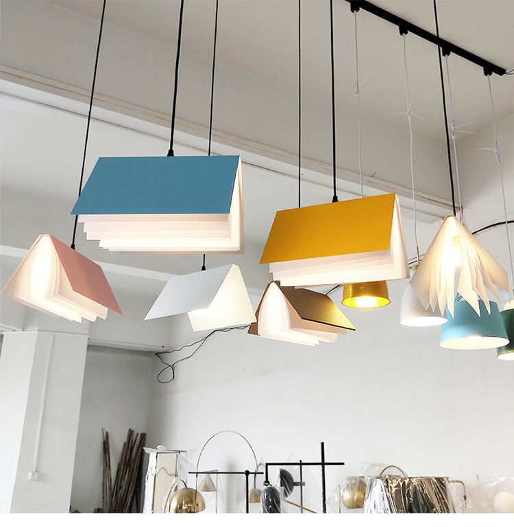 Flying Book 1-Light Metal PVC Book Shade Pendant Lamp