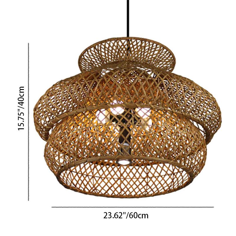 Retro Rattan 3-Tier Woven Chandelier with 4/6 Lights-Orizon Depot